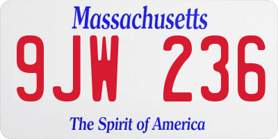 MA license plate 9JW236