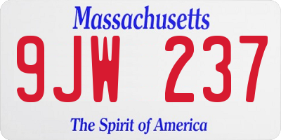 MA license plate 9JW237