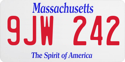 MA license plate 9JW242