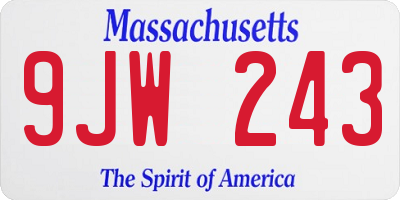MA license plate 9JW243