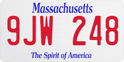 MA license plate 9JW248
