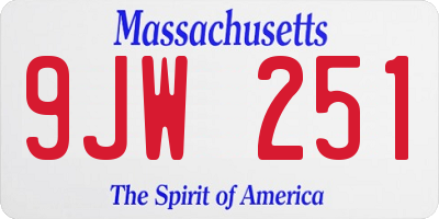MA license plate 9JW251