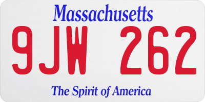 MA license plate 9JW262