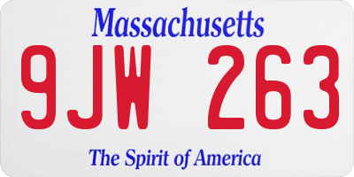 MA license plate 9JW263