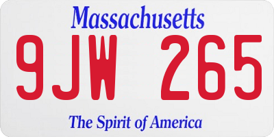MA license plate 9JW265