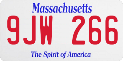 MA license plate 9JW266