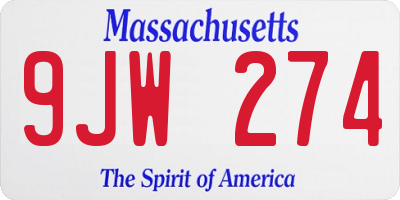 MA license plate 9JW274
