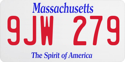 MA license plate 9JW279