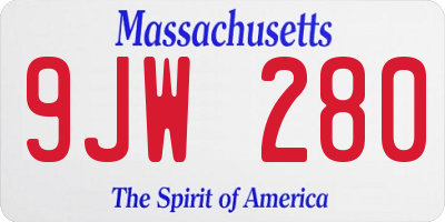 MA license plate 9JW280