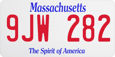 MA license plate 9JW282