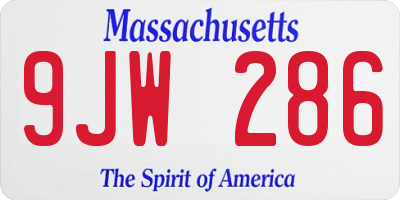 MA license plate 9JW286