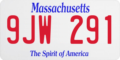 MA license plate 9JW291