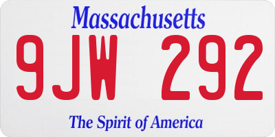 MA license plate 9JW292