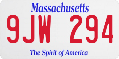 MA license plate 9JW294