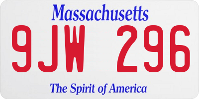 MA license plate 9JW296