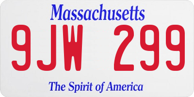 MA license plate 9JW299