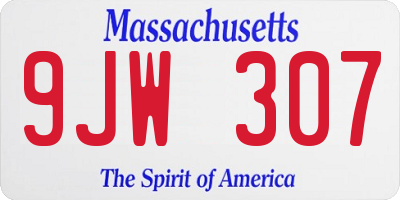MA license plate 9JW307