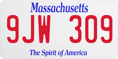 MA license plate 9JW309