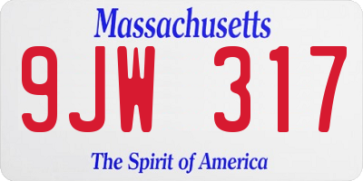 MA license plate 9JW317