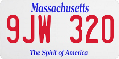 MA license plate 9JW320