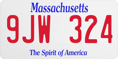 MA license plate 9JW324