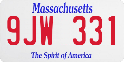 MA license plate 9JW331