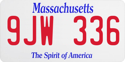 MA license plate 9JW336