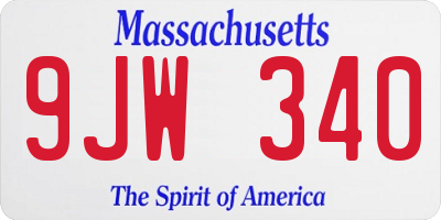 MA license plate 9JW340