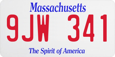 MA license plate 9JW341