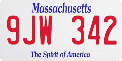 MA license plate 9JW342