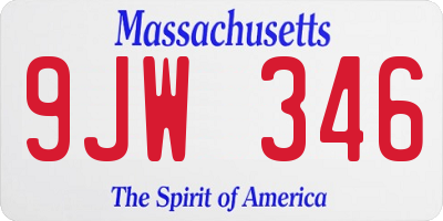 MA license plate 9JW346