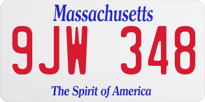 MA license plate 9JW348