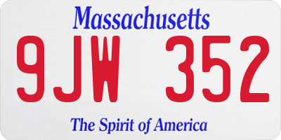 MA license plate 9JW352