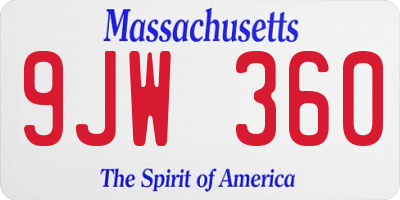 MA license plate 9JW360
