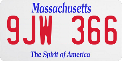 MA license plate 9JW366