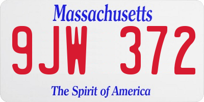 MA license plate 9JW372