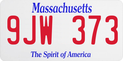 MA license plate 9JW373