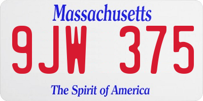 MA license plate 9JW375