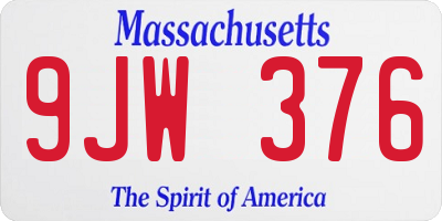 MA license plate 9JW376