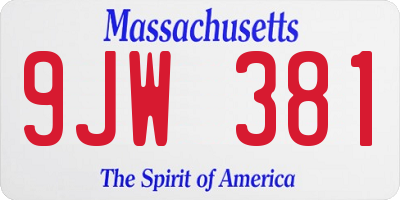 MA license plate 9JW381