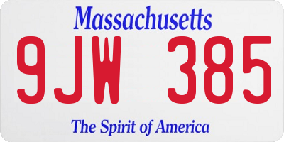 MA license plate 9JW385