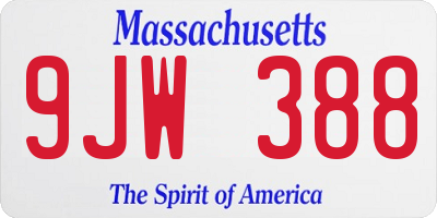 MA license plate 9JW388