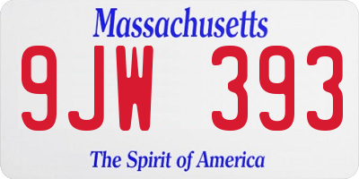 MA license plate 9JW393