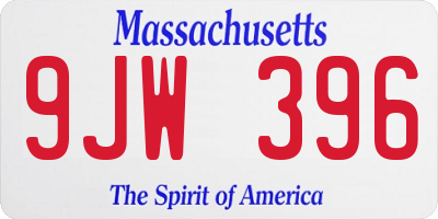 MA license plate 9JW396