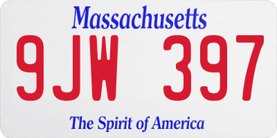 MA license plate 9JW397