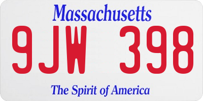 MA license plate 9JW398