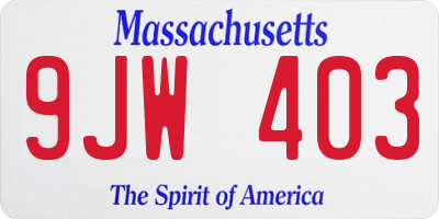 MA license plate 9JW403