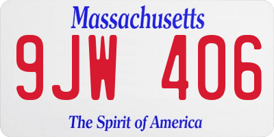 MA license plate 9JW406