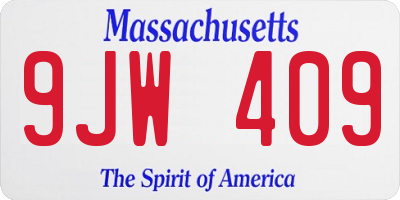 MA license plate 9JW409