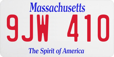 MA license plate 9JW410
